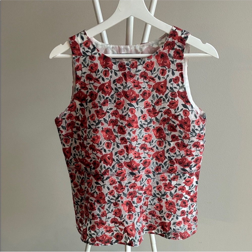 Zara Floral Sleeveless Top - Red and White